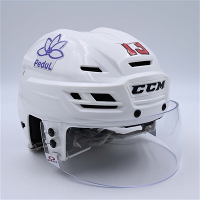 Nico Hischier - White, CCM Helmet w/ Oakley Shield - 2023-24 NHL Regular Season