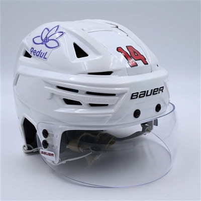 Nathan Bastian - White, Bauer Helmet w/ Bauer Shield - 2023-24 NHL Regular Season