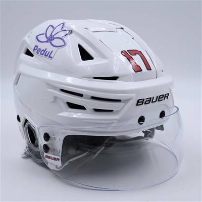 Simon Nemec - White, Bauer Helmet w/ Bauer Shield - 2023-24 NHL Regular Season