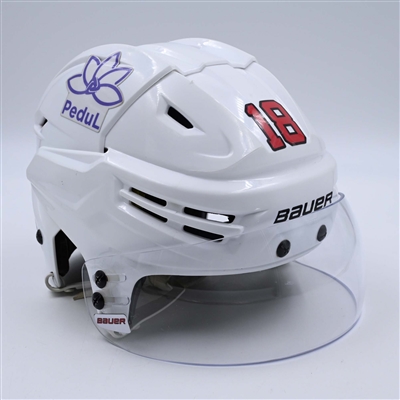 Ondrej Palat - White, Bauer Helmet w/ Bauer Shield - 2023-24 NHL Regular Season