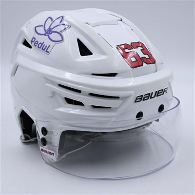 Jesper Bratt - White, Bauer Helmet w/ Bauer Shield - 2023-24 NHL Regular Season