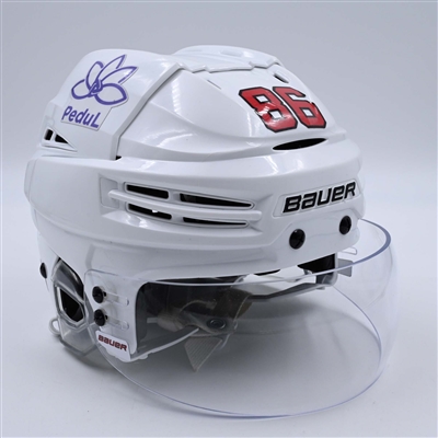 Jack Hughes - White, Bauer Helmet w/ Bauer Shield - 2023-24 NHL Regular Season