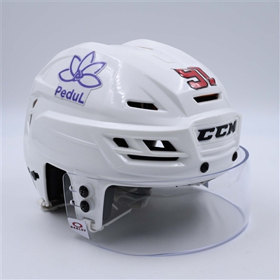 Dawson Mercer - White, CCM Helmet w/ Oakley Shield - 2023-24 NHL Regular Season