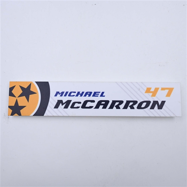 Michael McCarron - Nashville Predators - Locker Room Nameplate - 2023-24 NHL Season