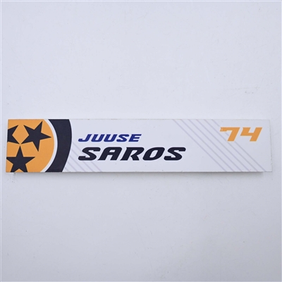 Juuse Saros - Nashville Predators - Locker Room Nameplate - 2023-24 NHL Season