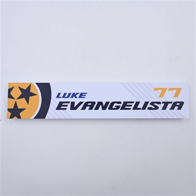 Luke Evangelista - Nashville Predators - Locker Room Nameplate - 2023-24 NHL Season