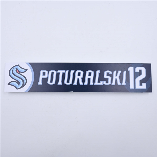 Andrew Poturalski - Seattle Kraken - Locker Room Nameplate - 2023-24 NHL Season