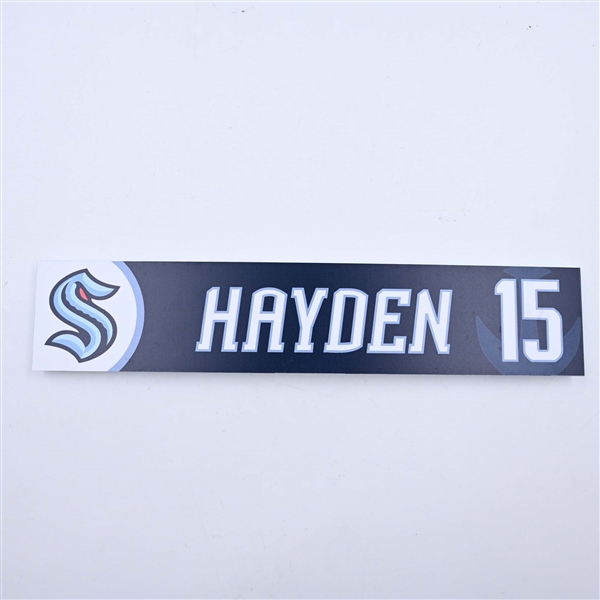 John Hayden - Seattle Kraken - Locker Room Nameplate - 2023-24 NHL Season