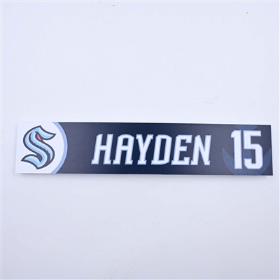 John Hayden - Seattle Kraken - Locker Room Nameplate - 2023-24 NHL Season