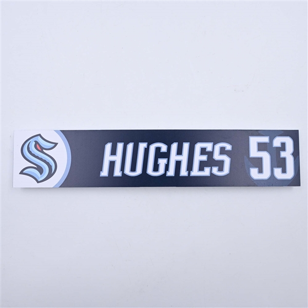 Cameron Hughes - Seattle Kraken - Locker Room Nameplate - 2023-24 NHL Season