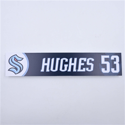 Cameron Hughes - Seattle Kraken - Locker Room Nameplate - 2023-24 NHL Season