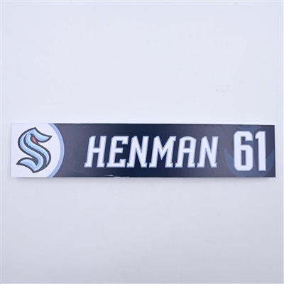 Luke Henman - Seattle Kraken - Locker Room Nameplate - 2023-24 NHL Season