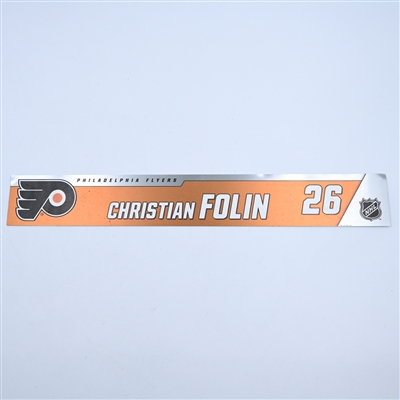 Christian Folin - Philadelphia Flyers - Magnetic Practice Locker Room Nameplate - 2018-19 NHL Season