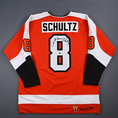 Dave Schultz - Philadelphia Flyers - Orange, Autographed Mitchell & Ness Jersey 