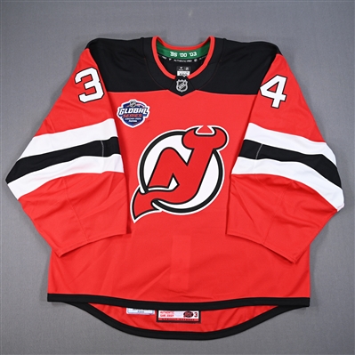 Jake Allen - Red Jersey - 2024 Global Series - Worn Oct. 5, 2024 - 3rd Period