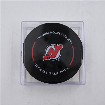 Tyler Bertuzzi - Toronto Maple Leafs - Goal Puck - April 9, 2024 vs. New Jersey Devils (Devils Logo)