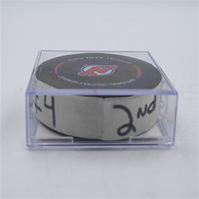 Tyler Bertuzzi - Toronto Maple Leafs - Goal Puck - April 9, 2024 vs. New Jersey Devils (Devils Logo)