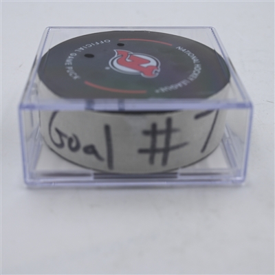 Tyler Bertuzzi - Toronto Maple Leafs - Goal Puck - April 9, 2024 vs. New Jersey Devils (Devils Logo)