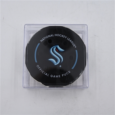 Will Borgen - Seattle Kraken - Goal Puck - April 9, 2024 vs. Arizona Coyotes (Kraken Logo)