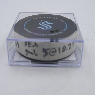 Will Borgen - Seattle Kraken - Goal Puck - April 9, 2024 vs. Arizona Coyotes (Kraken Logo)