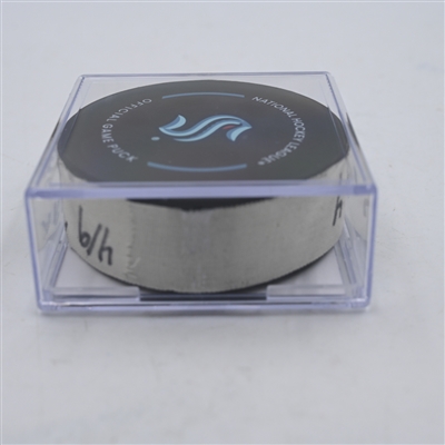 Andre Burakovsky - Seattle Kraken - Goal Puck - April 9, 2024 vs. Arizona Coyotes (Kraken Logo)