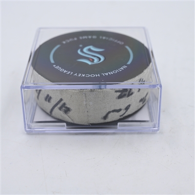 Kyle Burroughs - San Jose Sharks - Goal Puck - April 11, 2024 vs. Seattle Kraken (Kraken Logo)