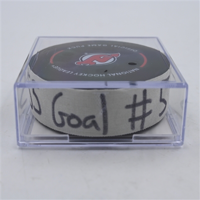 Mark Giordano - Toronto Maple Leafs - Goal Puck - April 9, 2024 vs. New Jersey Devils (Devils Logo)