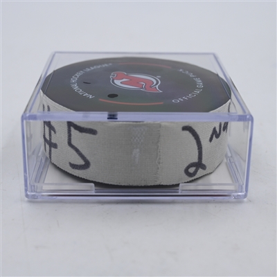 Mark Giordano - Toronto Maple Leafs - Goal Puck - April 9, 2024 vs. New Jersey Devils (Devils Logo)