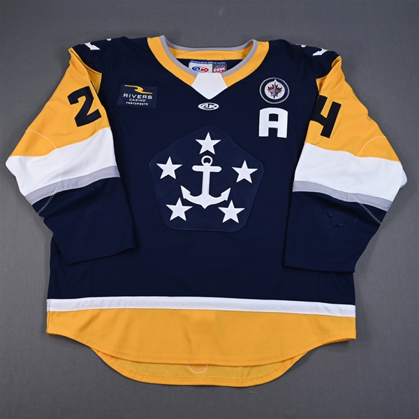 Carson Golder - Norfolk Admirals - Game-Worn Navy Autographed Jersey w/A