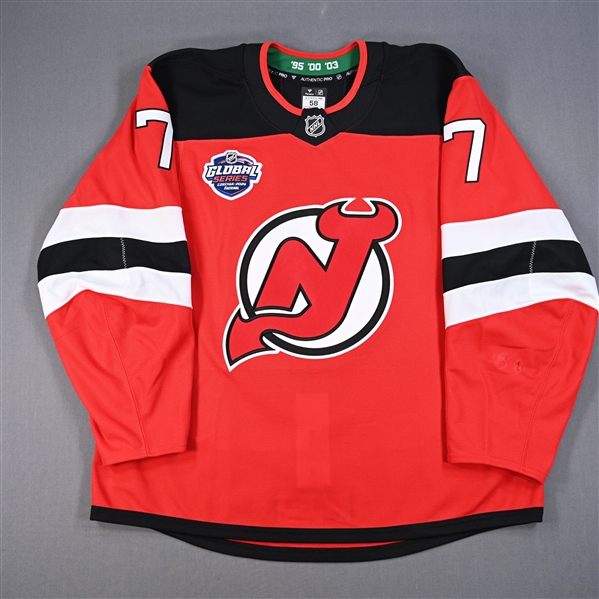 Dougie Hamilton - Red Jersey - 2024 Global Series - Worn Oct. 5, 2024