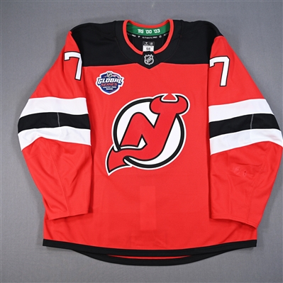 Dougie Hamilton - Red Jersey - 2024 Global Series - Worn Oct. 5, 2024