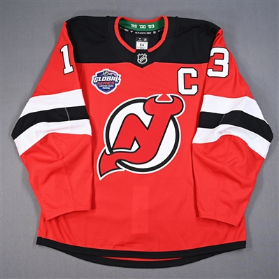 Nico Hischier - Red w/C Jersey - 2024 Global Series - Worn Oct. 5, 2024