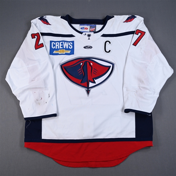 Garet Hunt - South Carolina Stingrays - Game-Worn White Autographed Jersey w/C