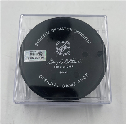 Bo Horvat - New York Islanders - Goal Puck - April 4, 2024 vs. Columbus Blue Jackets (Blue Jackets Logo)