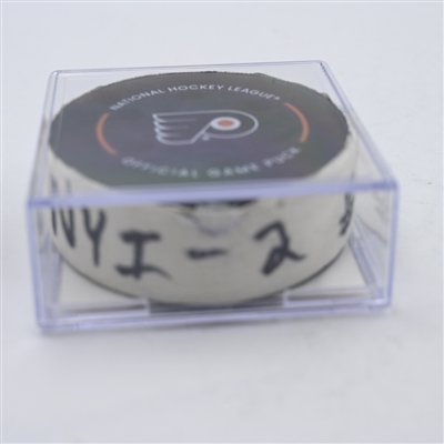 Bo Horvat - New York Islanders - Goal Puck - April 1, 2024 vs. Philadelphia Flyers (Flyers Logo)