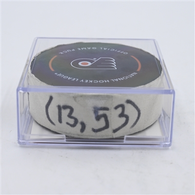 Bo Horvat - New York Islanders - Goal Puck - April 1, 2024 vs. Philadelphia Flyers (Flyers Logo)