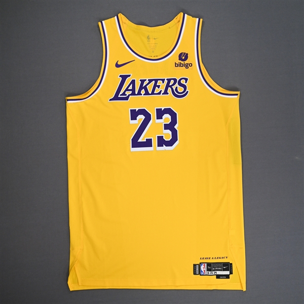 LeBron James - Los Angeles Lakers - Icon Edition Jersey - Worn 2/13/2024 - 2023-24 NBA Season