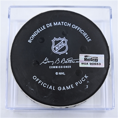 Brett Kulak - Edmonton Oilers - Goal Puck - October 17, 2024 vs. Nashville Predators (Predators Logo)