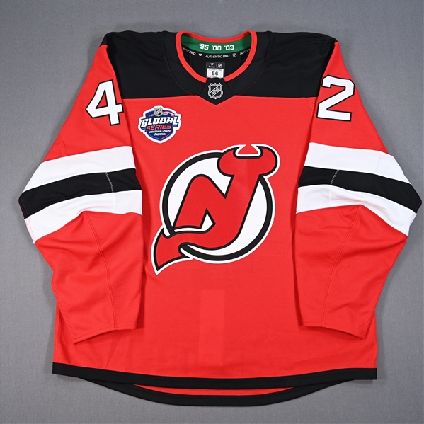 Curtis Lazar - Red Jersey - 2024 Global Series - Worn Oct. 5, 2024