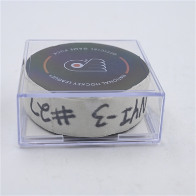 Anders Lee - New York Islanders - Goal Puck - April 1, 2024 vs. Philadelphia Flyers (Flyers Logo)