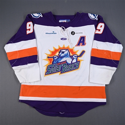 Brayden Low - Orlando Solar Bears - Game-Worn White Jersey w/A