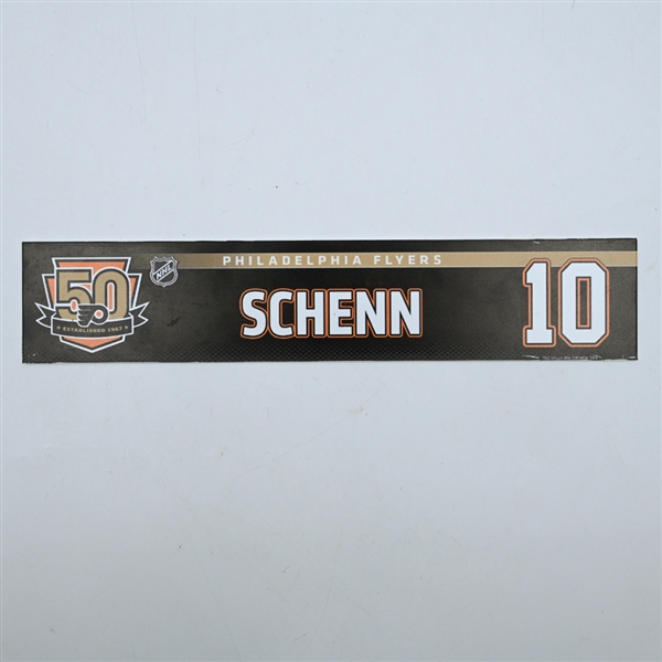 Brayden Schenn - Philadelphia Flyers - 50th Anniversary Locker Room Nameplate - 2016-17 NHL Season