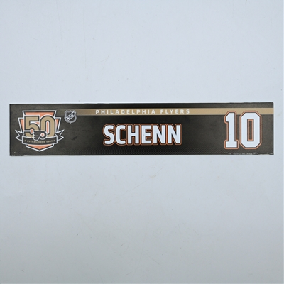 Brayden Schenn - Philadelphia Flyers - 50th Anniversary Locker Room Nameplate - 2016-17 NHL Season