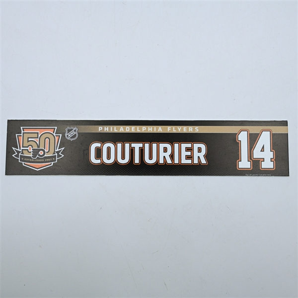 Sean Couturier - Philadelphia Flyers - 50th Anniversary Locker Room Nameplate - 2016-17 NHL Season