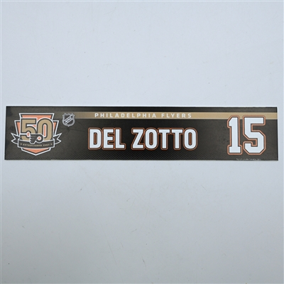 Michael Del Zotto - Philadelphia Flyers - 50th Anniversary Locker Room Nameplate - 2016-17 NHL Season