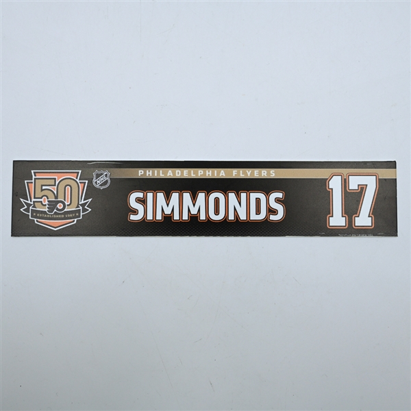 Wayne Simmonds - Philadelphia Flyers - 50th Anniversary Locker Room Nameplate - 2016-17 NHL Season