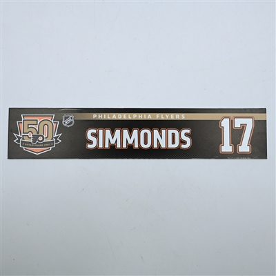 Wayne Simmonds - Philadelphia Flyers - 50th Anniversary Locker Room Nameplate - 2016-17 NHL Season