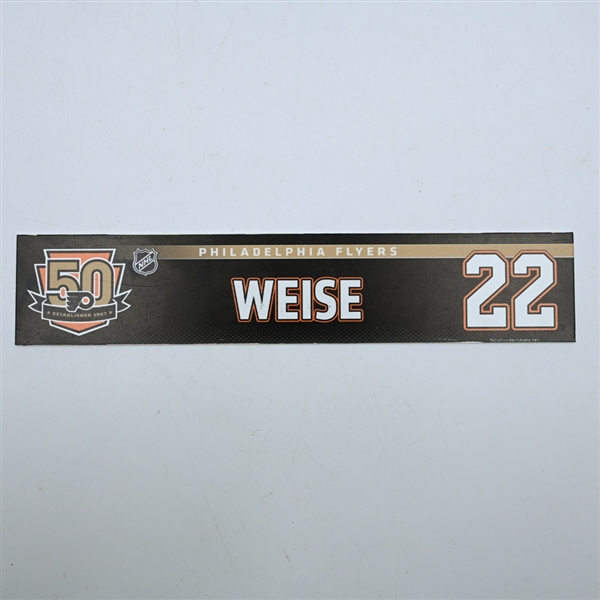 Dale Weise - Philadelphia Flyers - 50th Anniversary Locker Room Nameplate - 2016-17 NHL Season