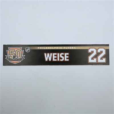 Dale Weise - Philadelphia Flyers - 50th Anniversary Locker Room Nameplate - 2016-17 NHL Season