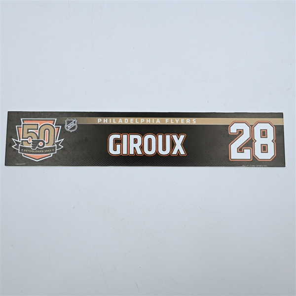 Claude Giroux - Philadelphia Flyers - 50th Anniversary Locker Room Nameplate - 2016-17 NHL Season